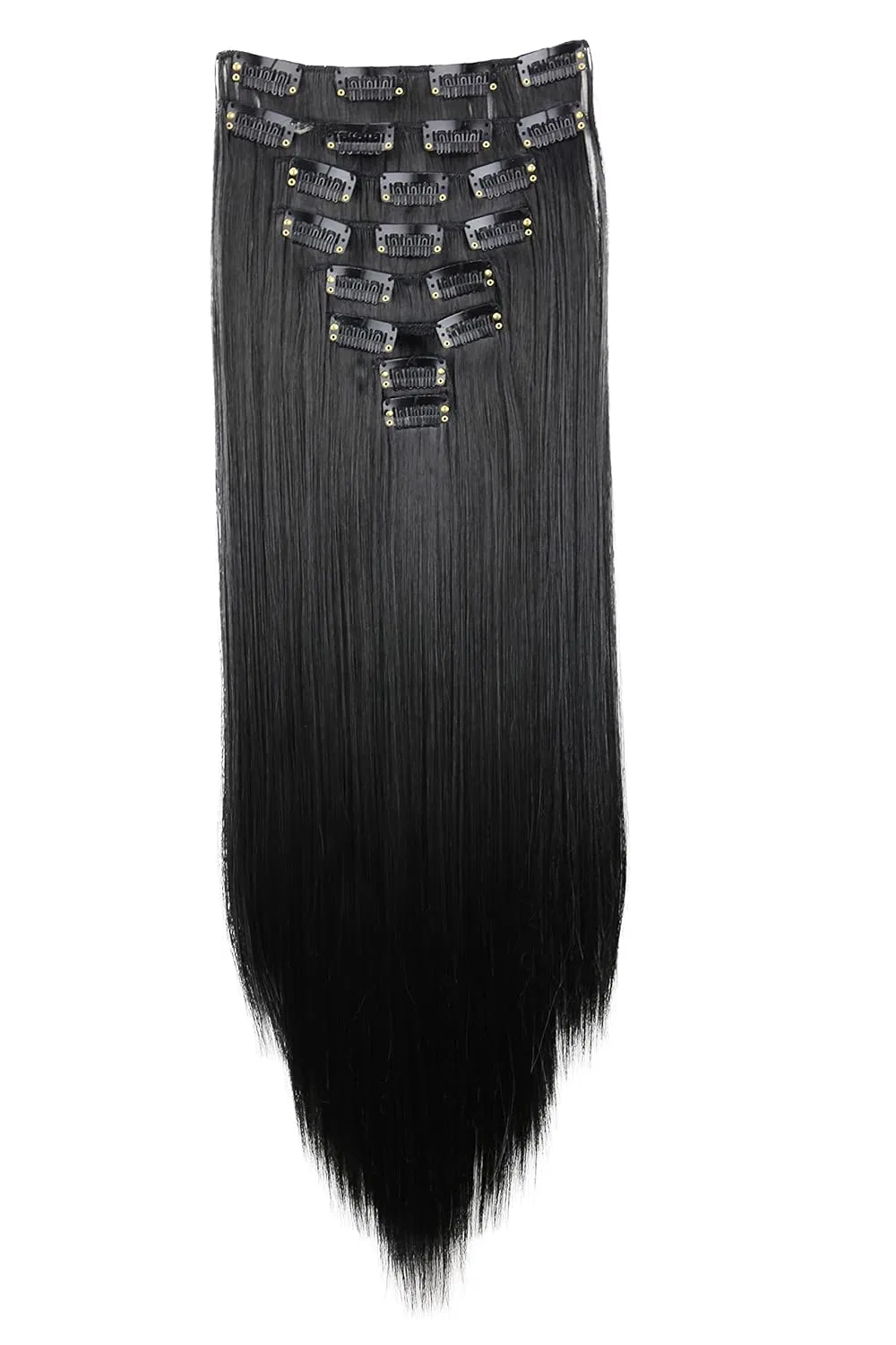 Набор накладных термостойких волос Prettyshop XXL, 60 см, 8 шт. Caisha, Black #1 Ces1
