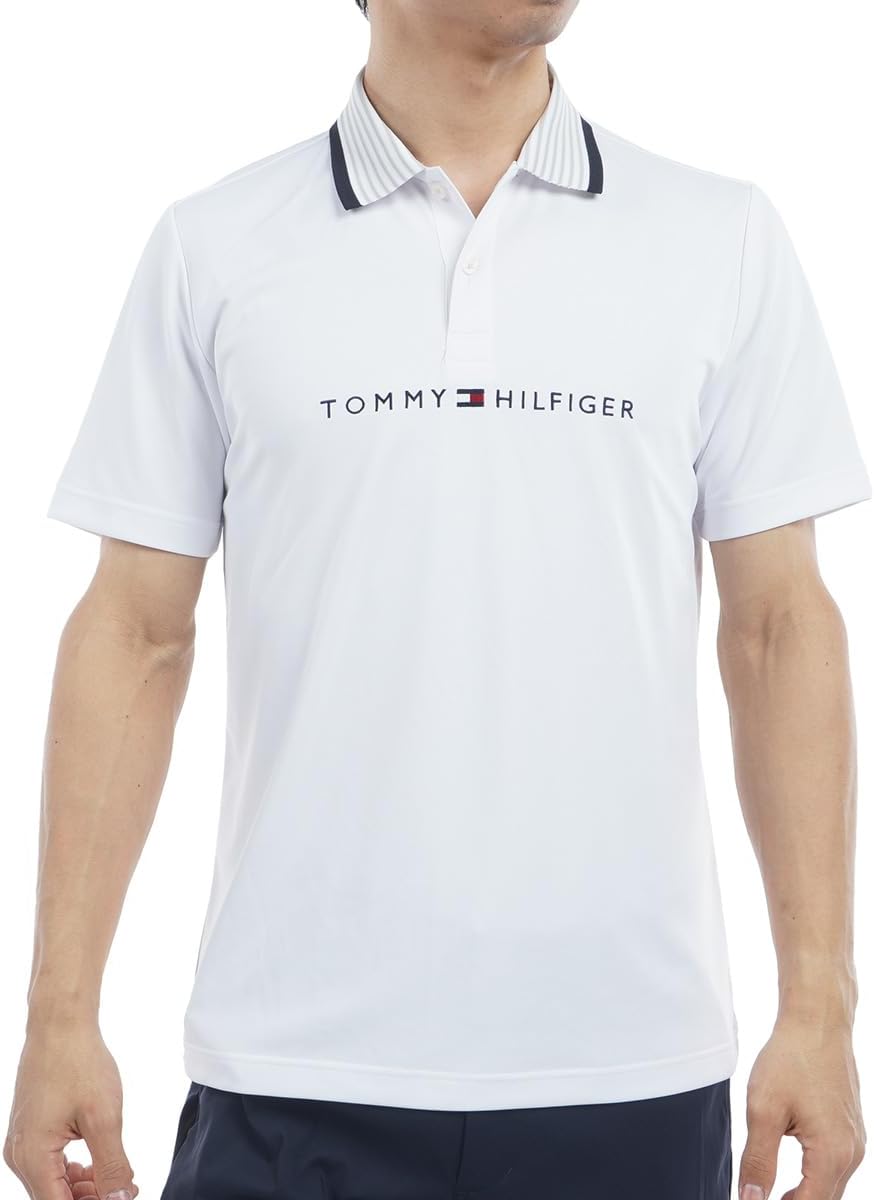 

Мужская классическая поло-рубашка Tommy Hilfiger THMA513 с полосатым воротником и короткими рукавами, белая, размер M