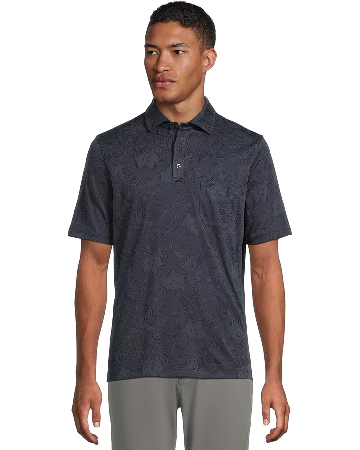 

Рубашка поло Johnston & Murphy Paisley Knit Jacquard Polo, темно-синий