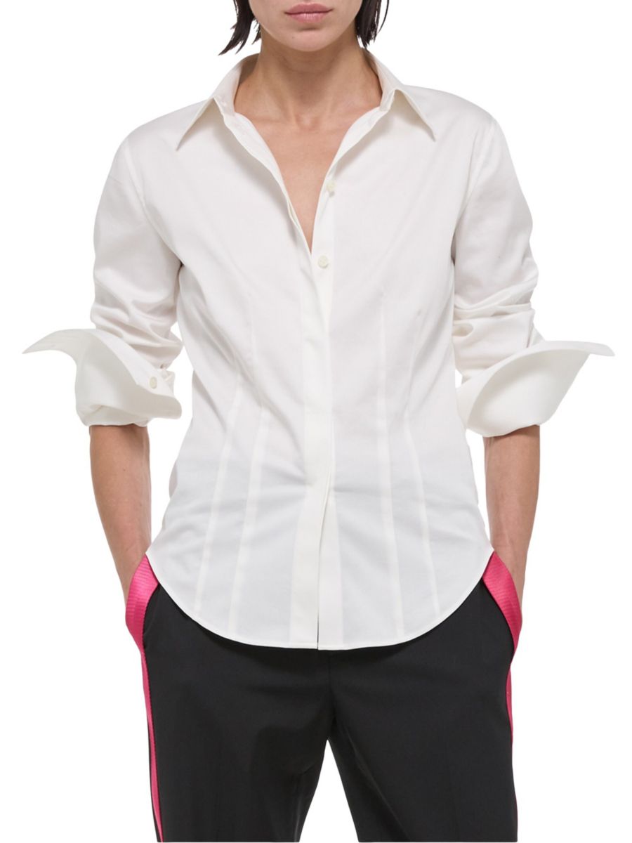 

Приталенная хлопковая рубашка Helmut Lang, цвет Optic White