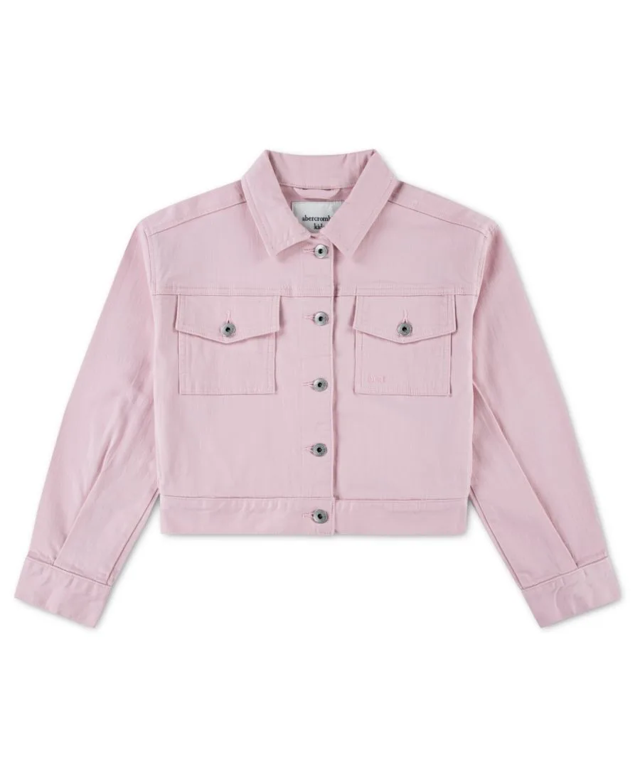 Укороченная куртка с широким воротником для девочек Abercrombie kids, chalk розовый