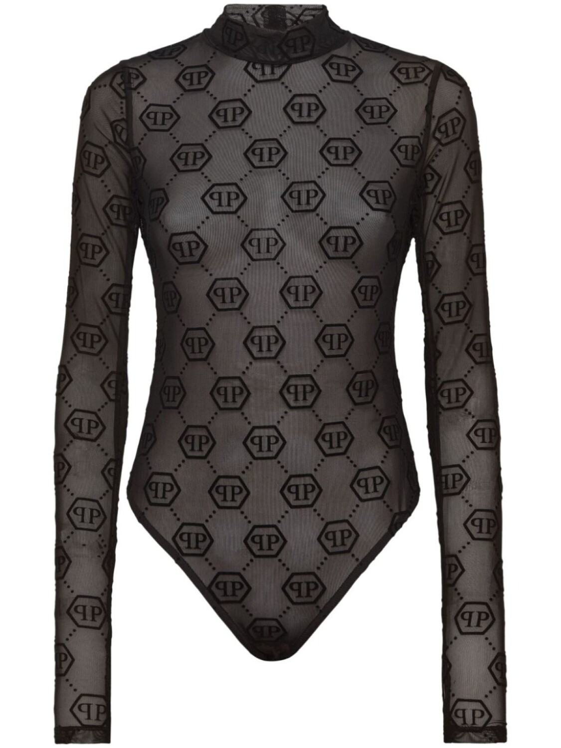 

Боди из тюля с монограммой Philipp Plein, черный