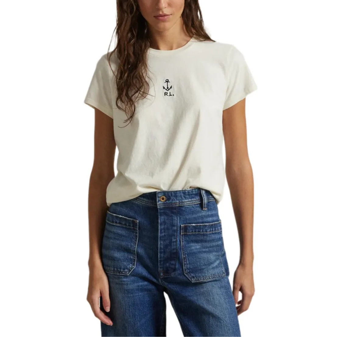 Футболка с логотипом Anchor Polo Ralph Lauren, club cream — фото 4