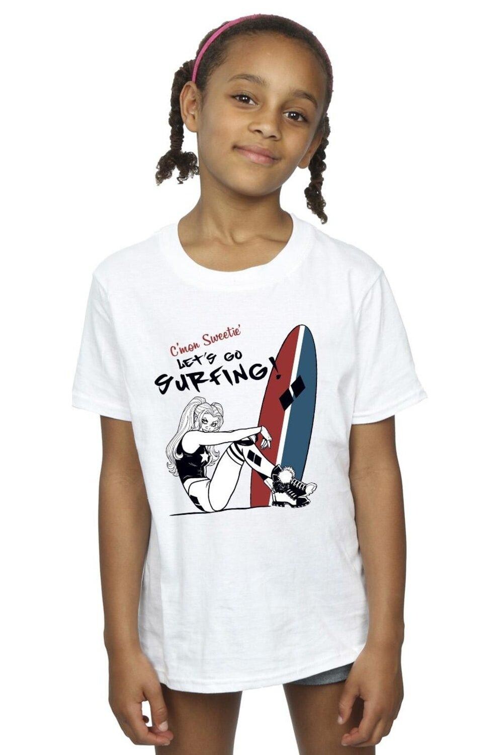 

Хлопковая футболка Harley Quinn Let's Go Surfing DC Comics, белый