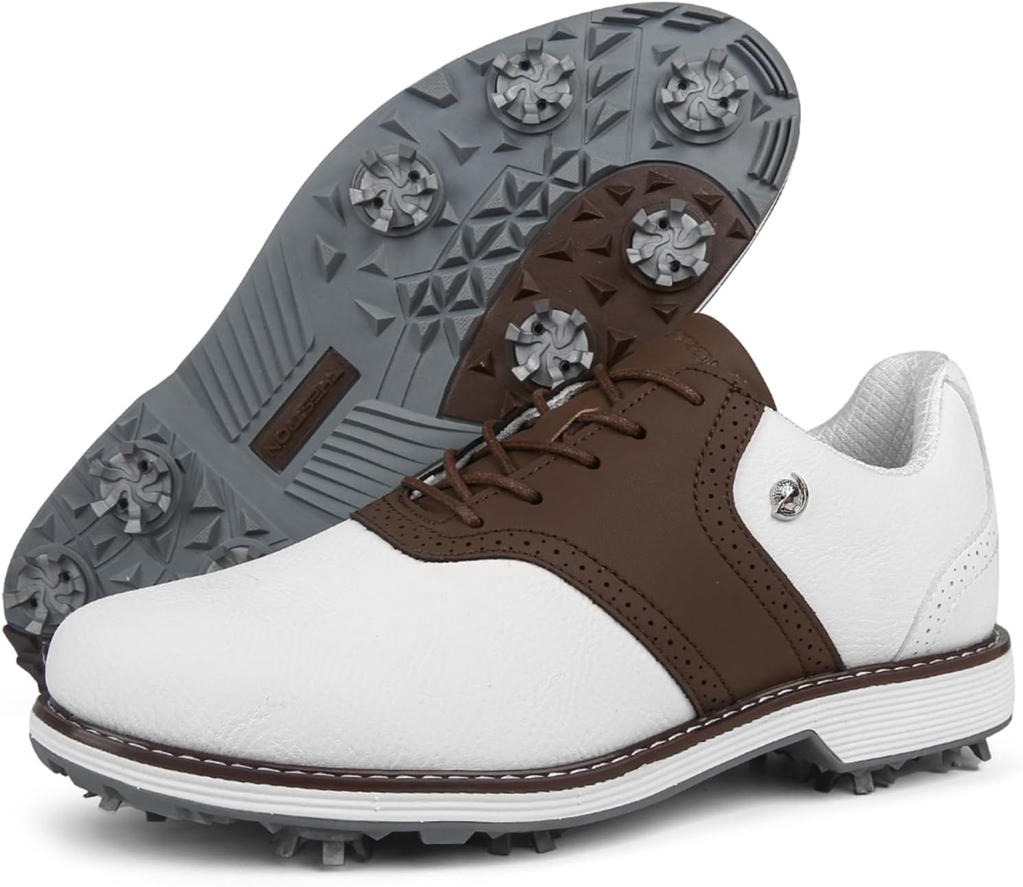 

Кроссовки для гольфа с шипами для мужчин, профессиональная обувь для гольфа, водонепроницаемая обувь для прогулок и гольфа, кроссовки для тренировок Zakey, коричневый