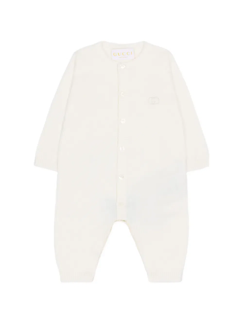 Хлопковый комбинезон с вышитым логотипом Gucci Kids, нейтральный