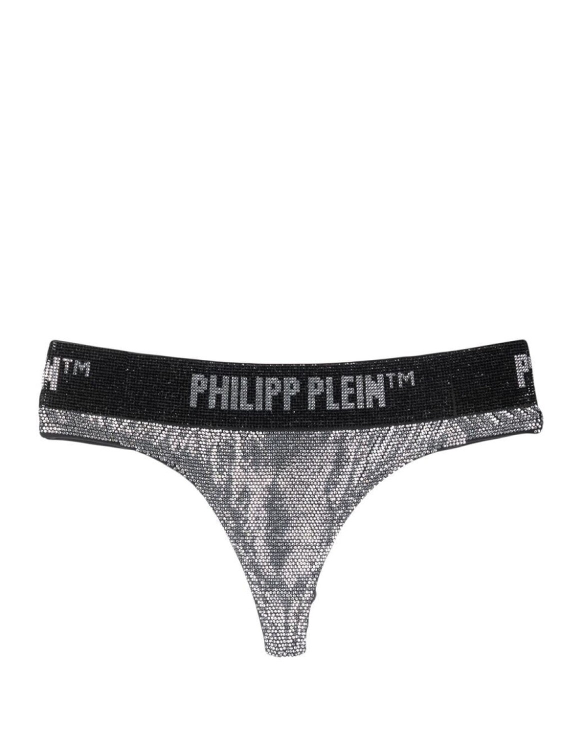 

Philipp Plein трусы-стринги с эффектом металлик и кристаллами, серебристый