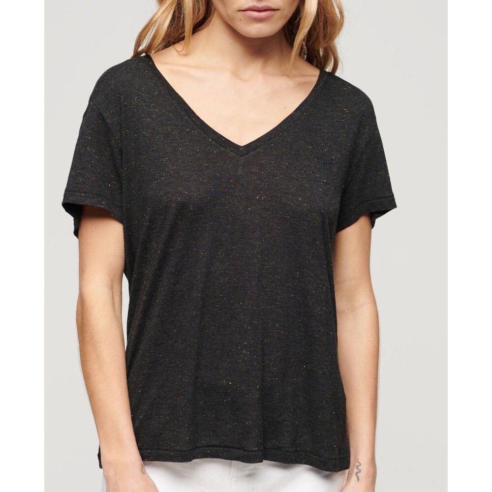 Футболка Superdry Studios Slub Embroidered VEE Short Sleeve Crew Neck, коричневый — фото 2