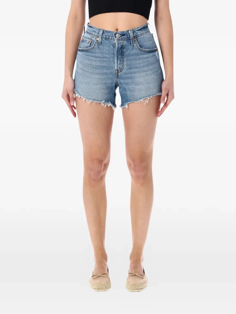 Шорты джинсовые изогнутые потертые Levi'S, синий