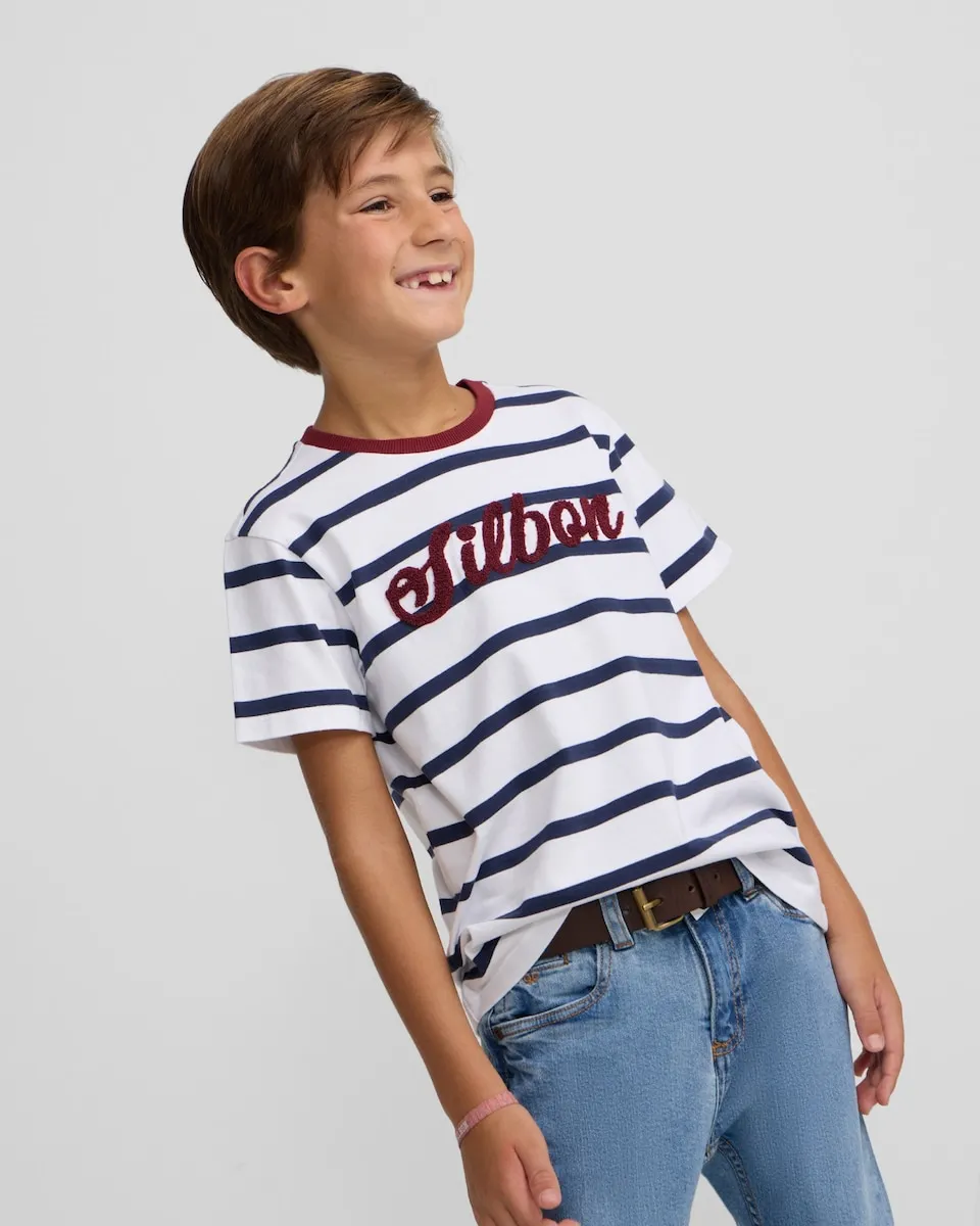 

Детская футболка в полоску Silbon, темно-синий