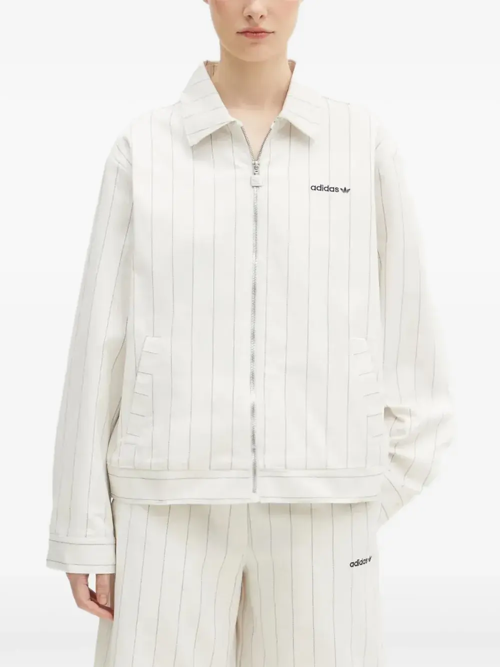 

Куртка на молнии в тонкую полоску Adidas, белый