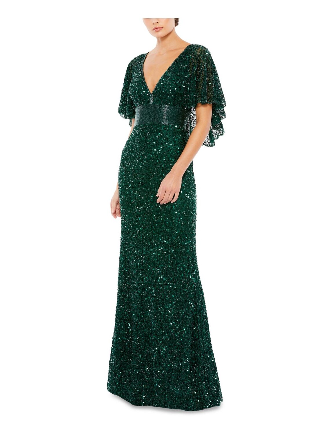 

Женское вечернее платье с накидкой из бисера Mac Duggal, цвет Forest Green