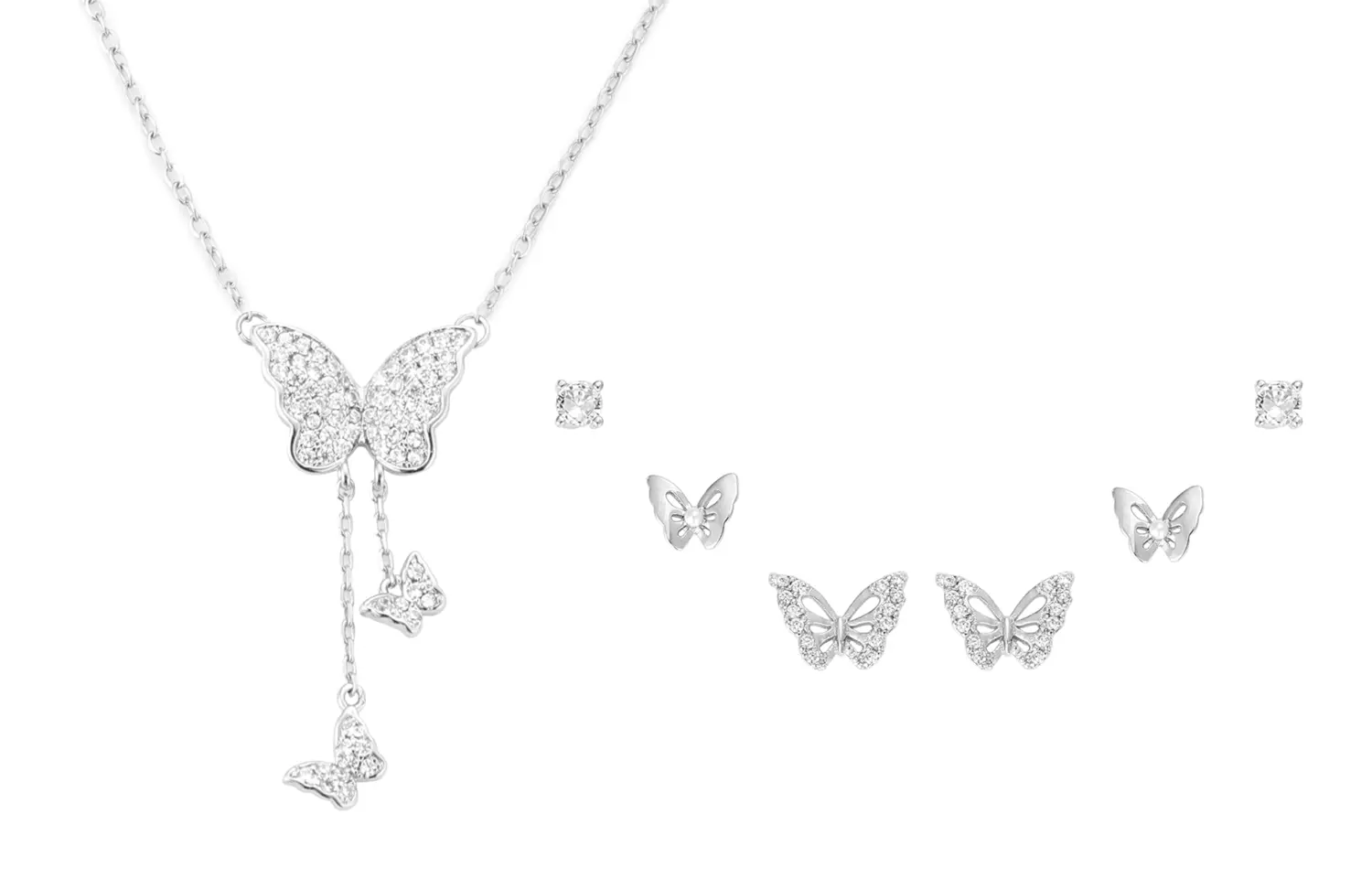 

Медный сплав ожерелье для женщин VIVIWELL, Tassel Butterfly Necklace + Stud Earrings
