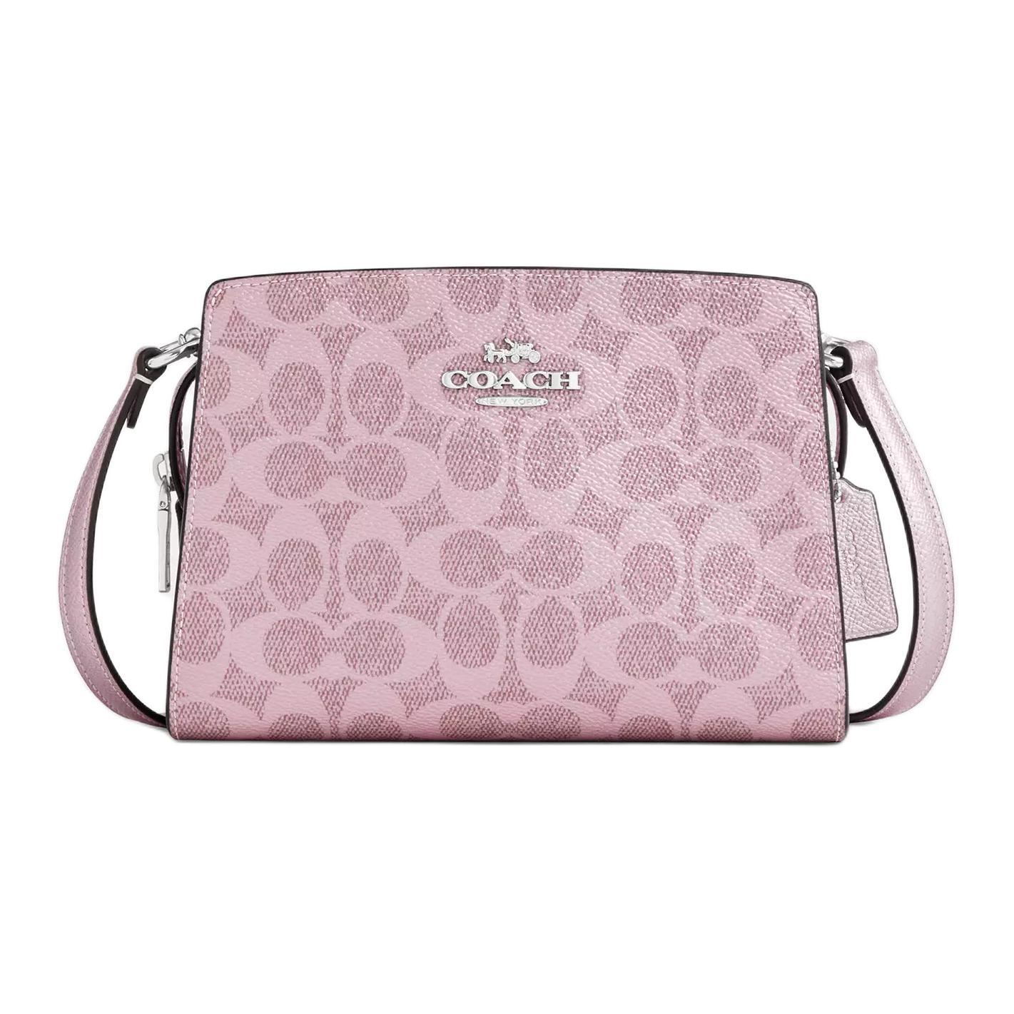 

COACH Сумка через плечо Georgia Signature Coated Canvas Small, женская, розовая