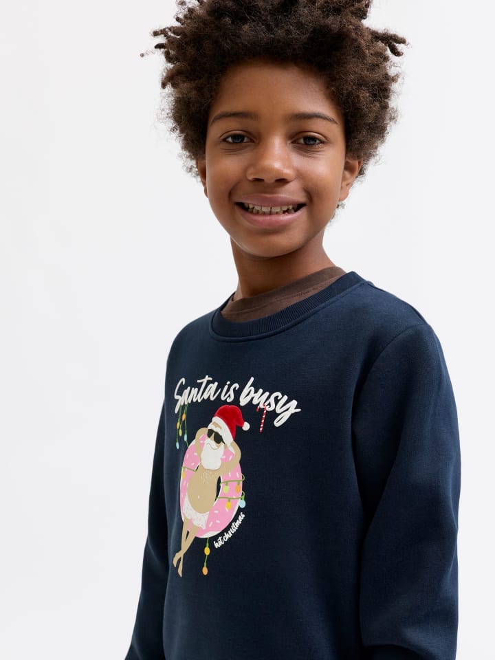 Толстовка JJCHRISTMAS Sweat с круглым вырезом JNR в цвете небесный капитан JACK & JONES Junior — фото 3