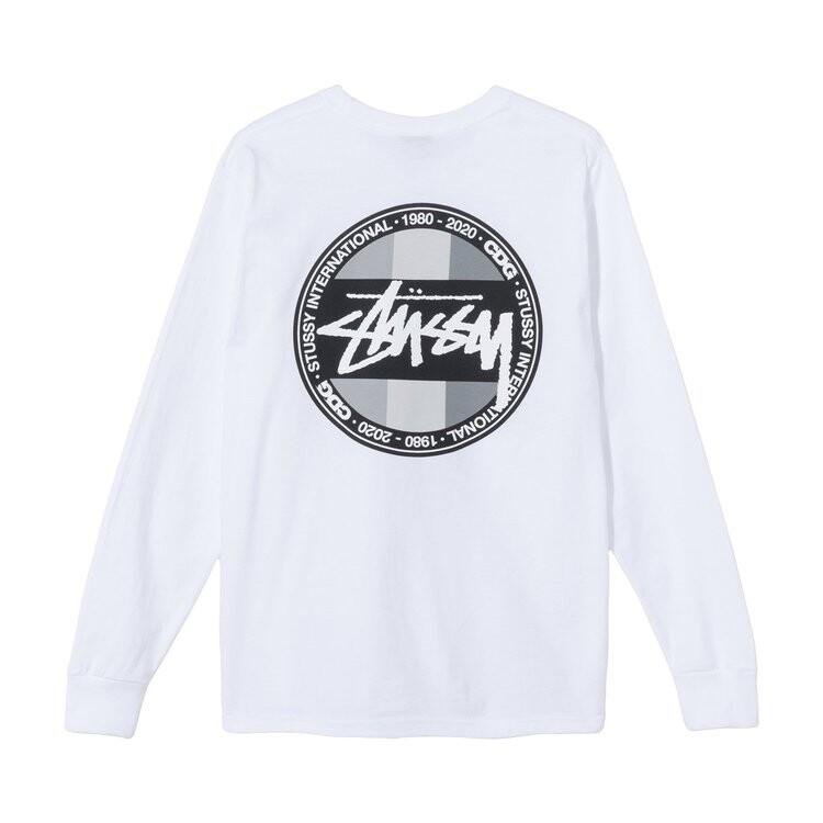 Футболка Stussy x Comme des Garçons Dot Long-Sleeve T-Shirt 'White', белый — фото 3