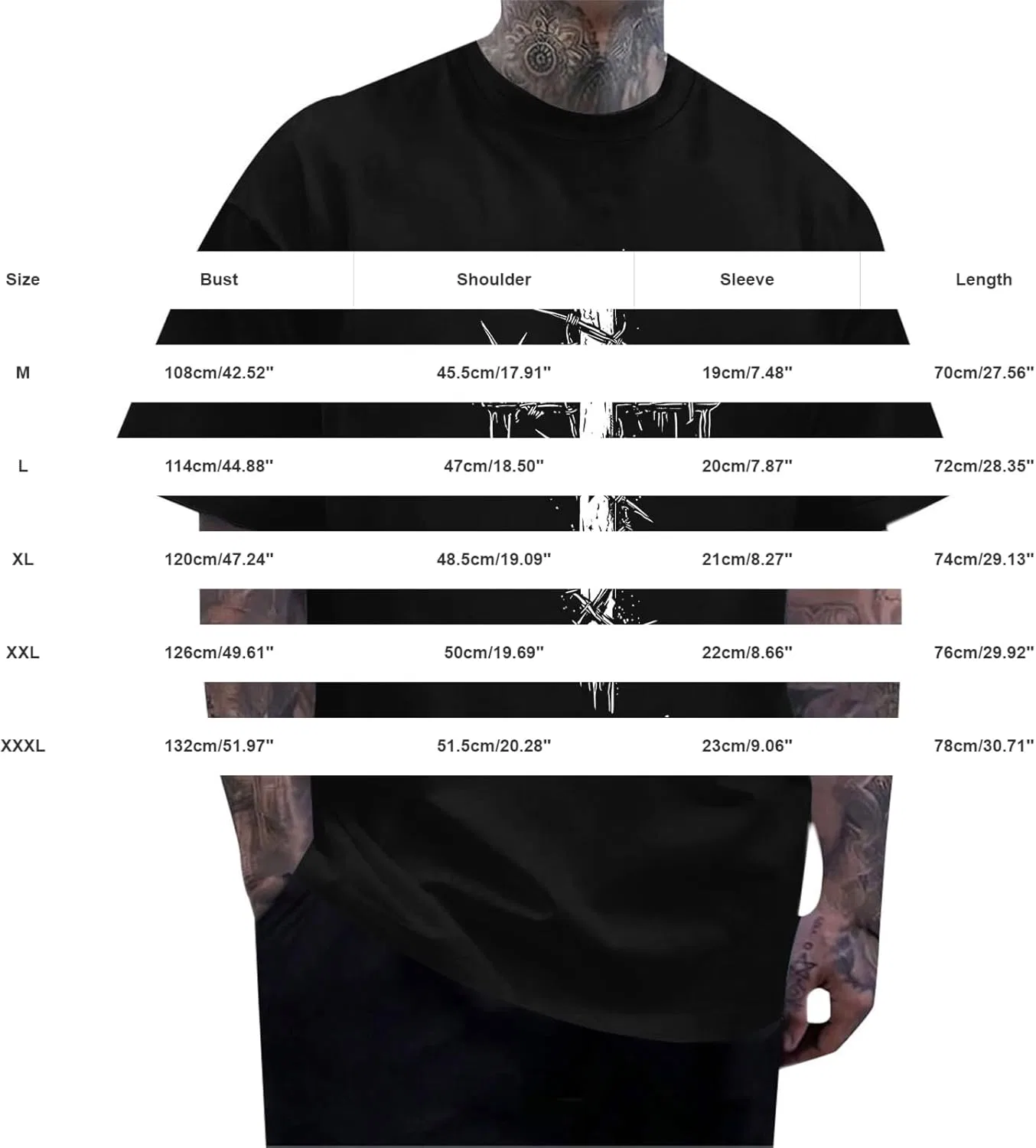 Мужская футболка с принтом креста, Regular Fit, Black — фото 4