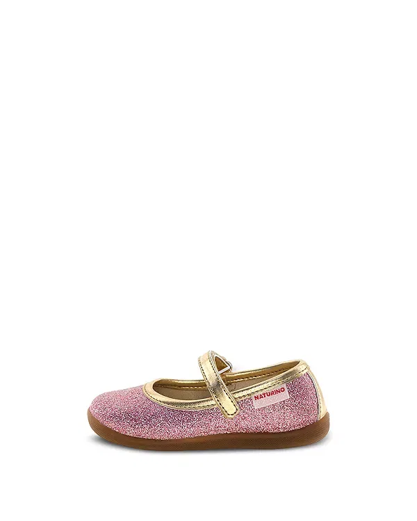 Детские балетки для девочек с блестками Pavia 2 Glitter Naturino, Metallic Pink — фото 4