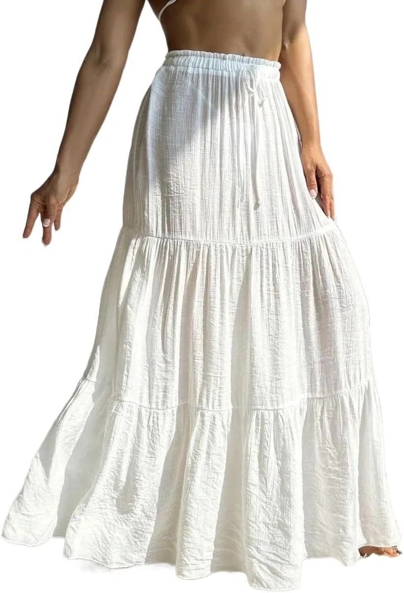 Женская пляжная накидка с разрезом, White