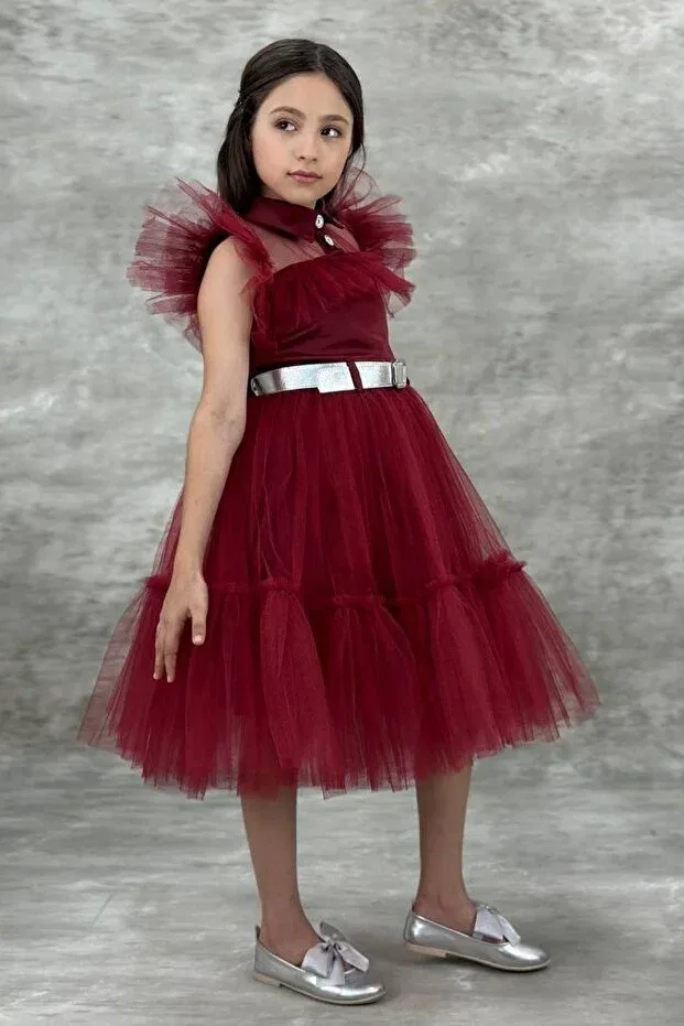 Детское платье для девочек с принтом Wednesday Claret Red Dress Riccotarz, Burgundy — фото 2