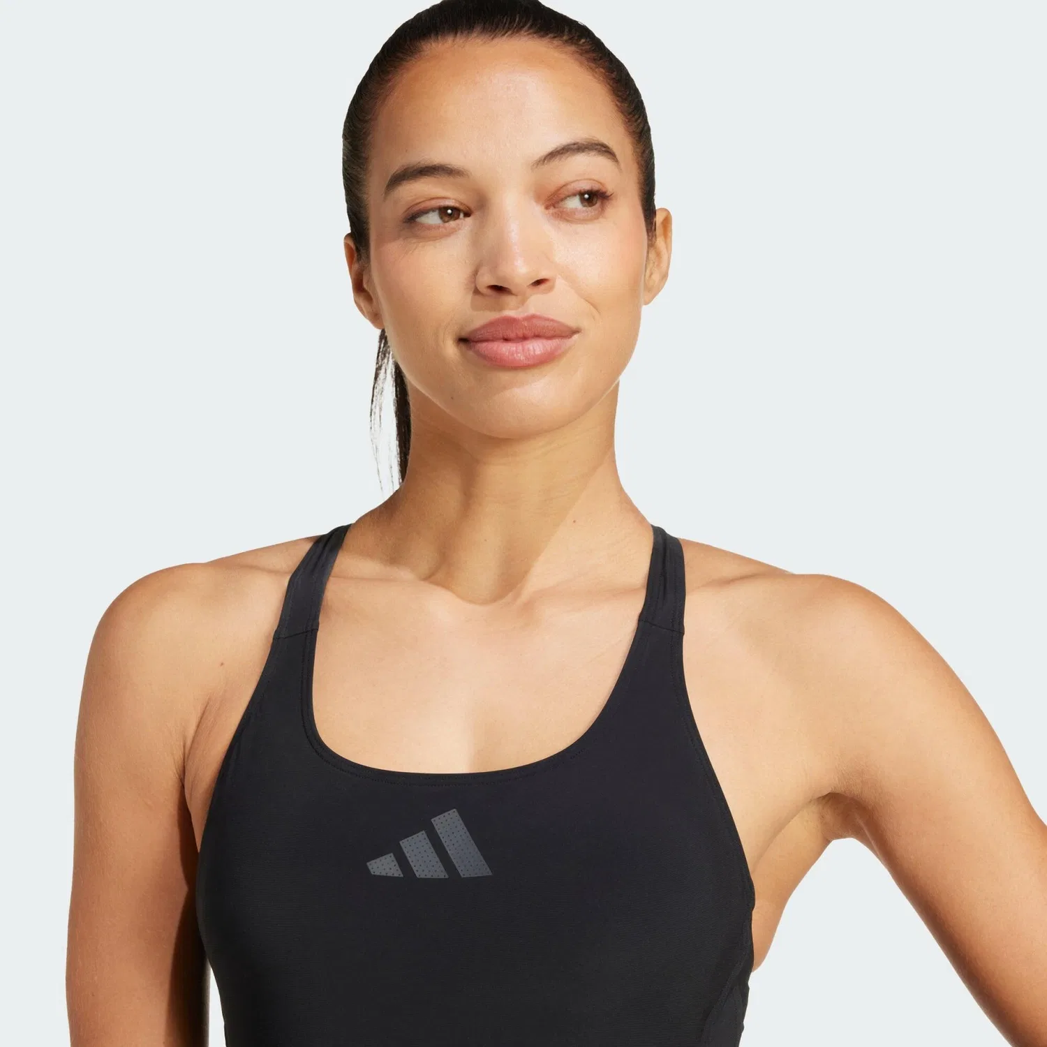Женский слитный купальник с средним вырезом ног Lanelux Adidas, Schwarz — фото 4