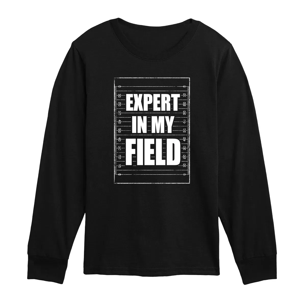 Детское футболка с длинным рукавом с принтом Expert In My Field Instant Message, Black