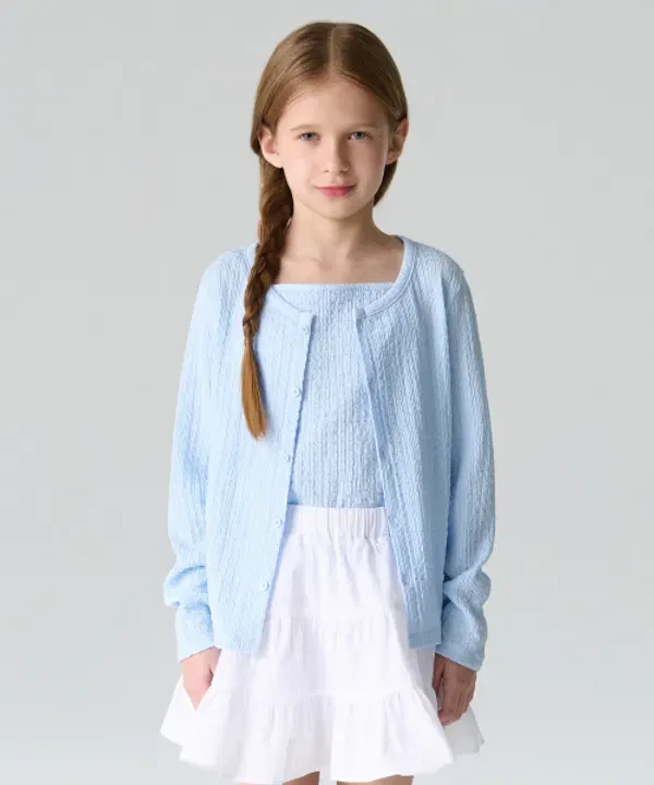 Кардиган из жатого джерси, без рукавов, сет, Musinsa Standard Kids, пастельно-голубой