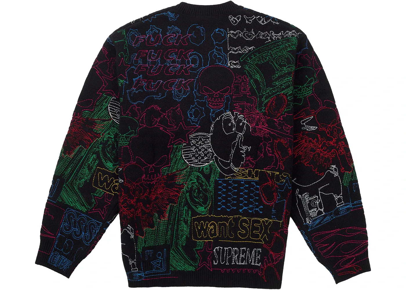 Мужской свитер с вышивкой Supreme Sweater, Black — фото 2