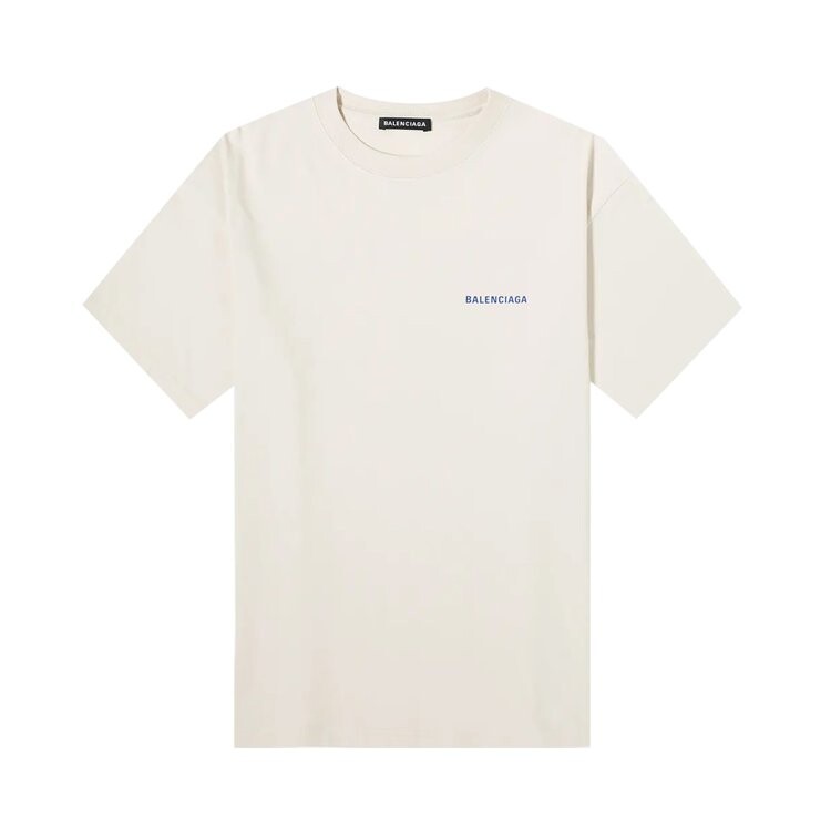 

Футболка Balenciaga Badge Logo Tee 'Chalky White/Blue', белый