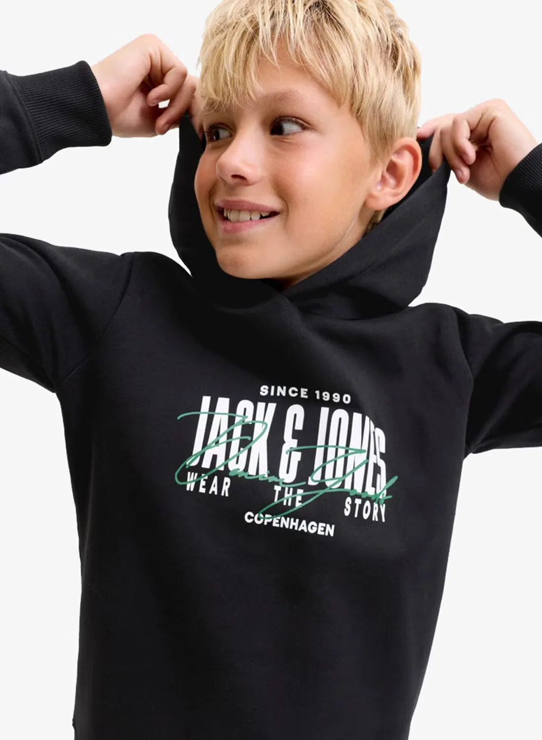 Худи с принтом черный Jack & Jones Junior, черный — фото 3