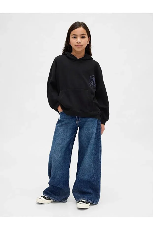 Детские свитшот для девочек с принтом VintageSoft Graphic Gap, Black-000 — фото 4