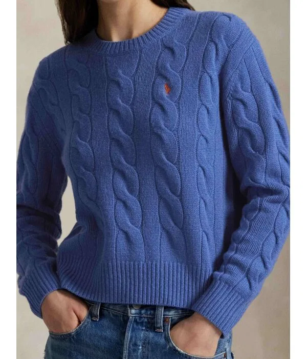 Женский свитер из шерсти с кашемиром Polo Ralph Lauren, синий — фото 4