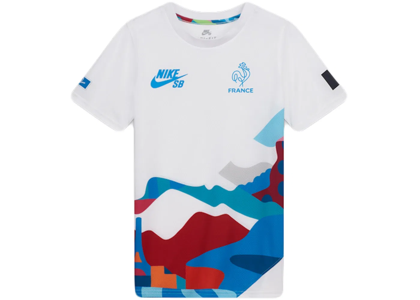 Детская футболка-джерси с длинным рукавом Nike SB x Parra France Federation Kit Crew Jersey, White/Neptune Blue