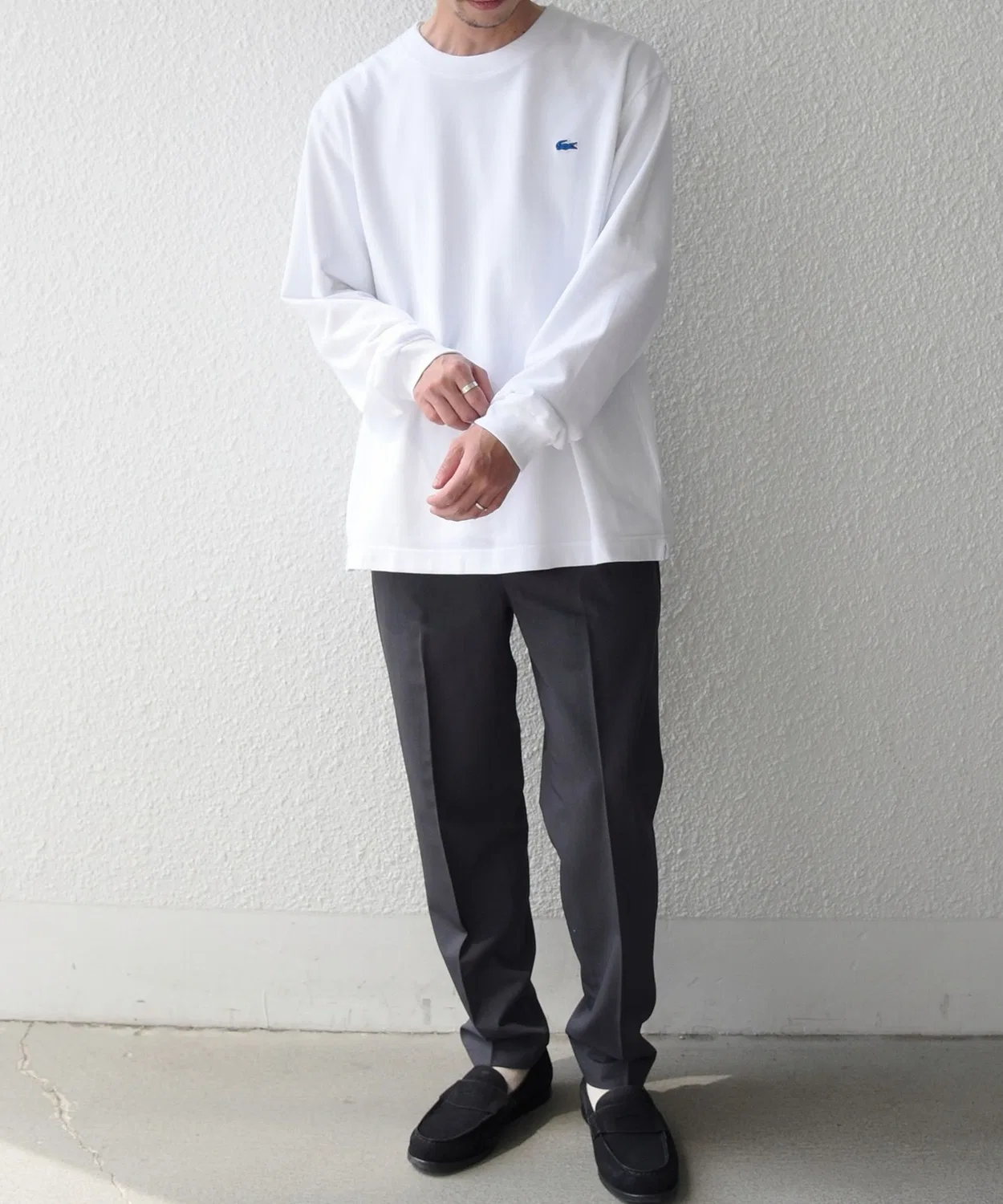 Мужская футболка с длинным рукавомс пике и фирменным крокодилом LACOSTE, Navy — фото 2