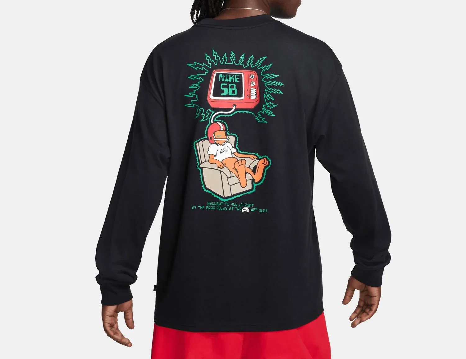 Женский лонгслив свободного кроя с принтом Sb Brainwash Skate Nike, черный — фото 2