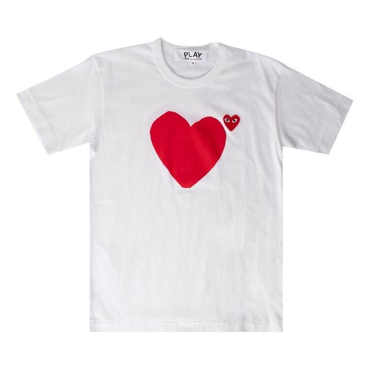 Футболка Comme des Garçons Play T-Shirt With 2 Small Red Hearts 'White', белый — фото 2