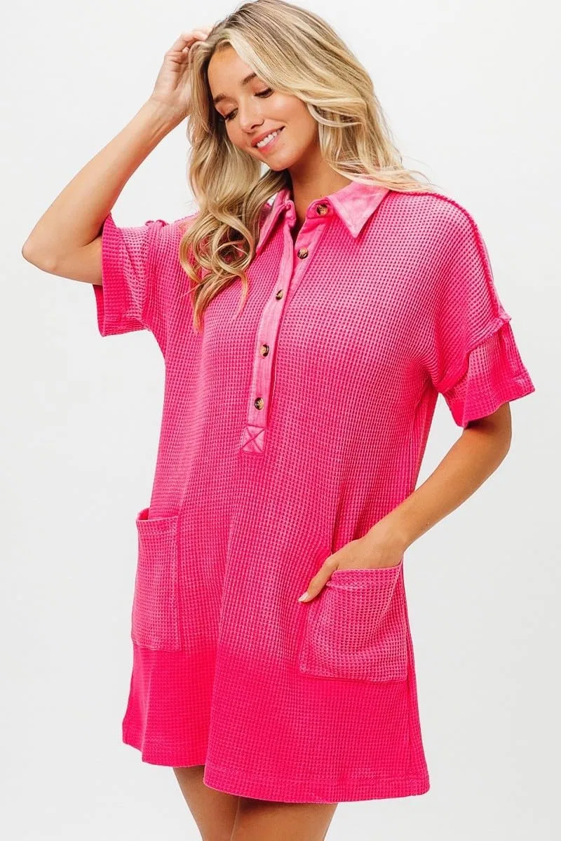 Женское платье-рубашка с градиентным окрашиванием Dip Dye, Fuchsia — фото 2