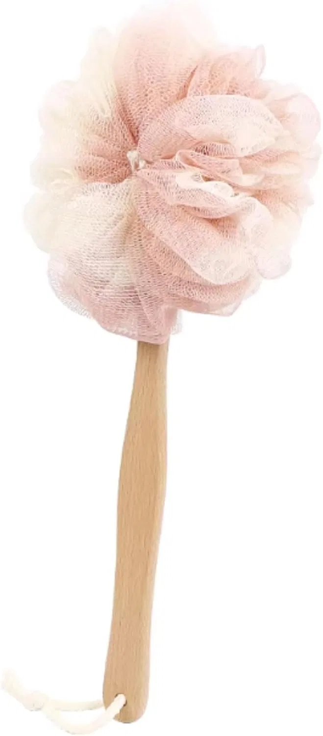 Щетка для душа деревянная с сеткой, ZXCMY, 1 шт, 43x15 см, Pale Red