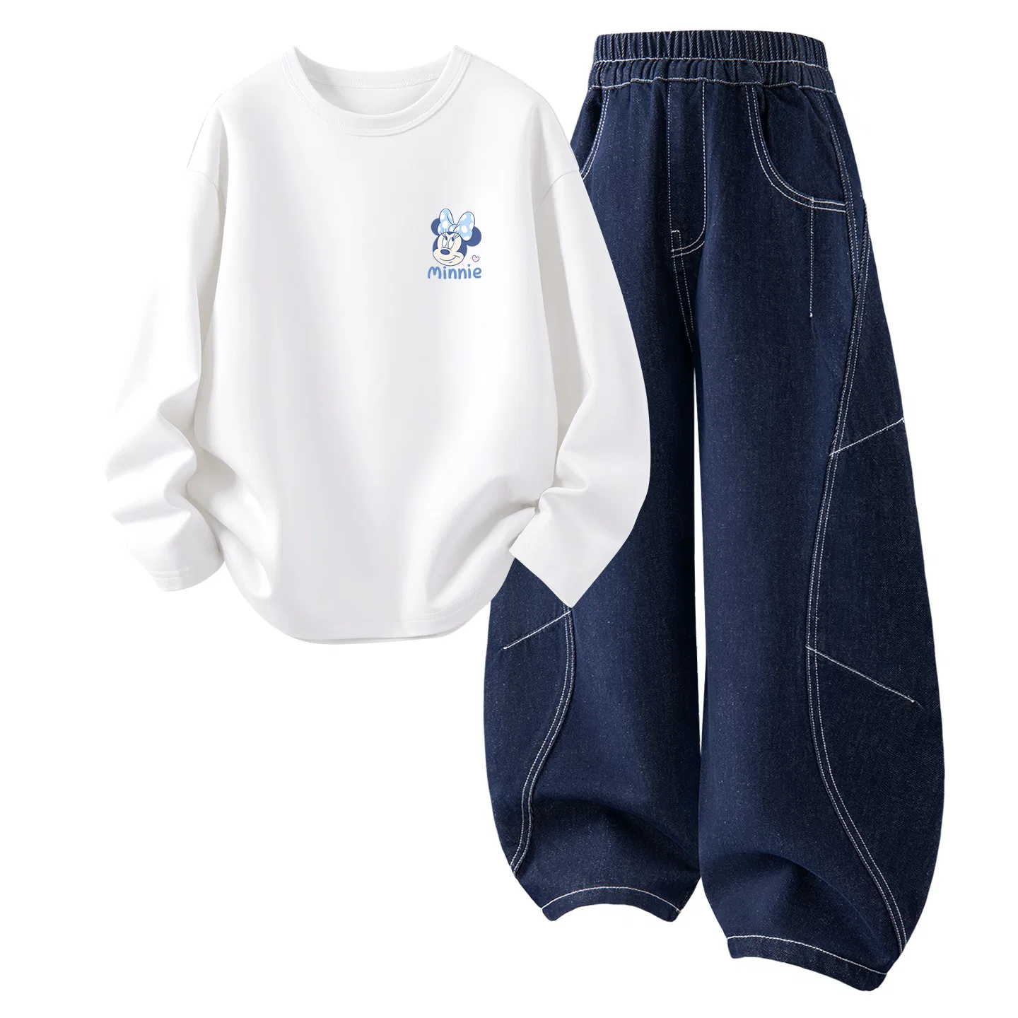 Детский спортивный комплект с принтом Di Limpid Nude K White, Disney, Solid Color Denim Dark Blue