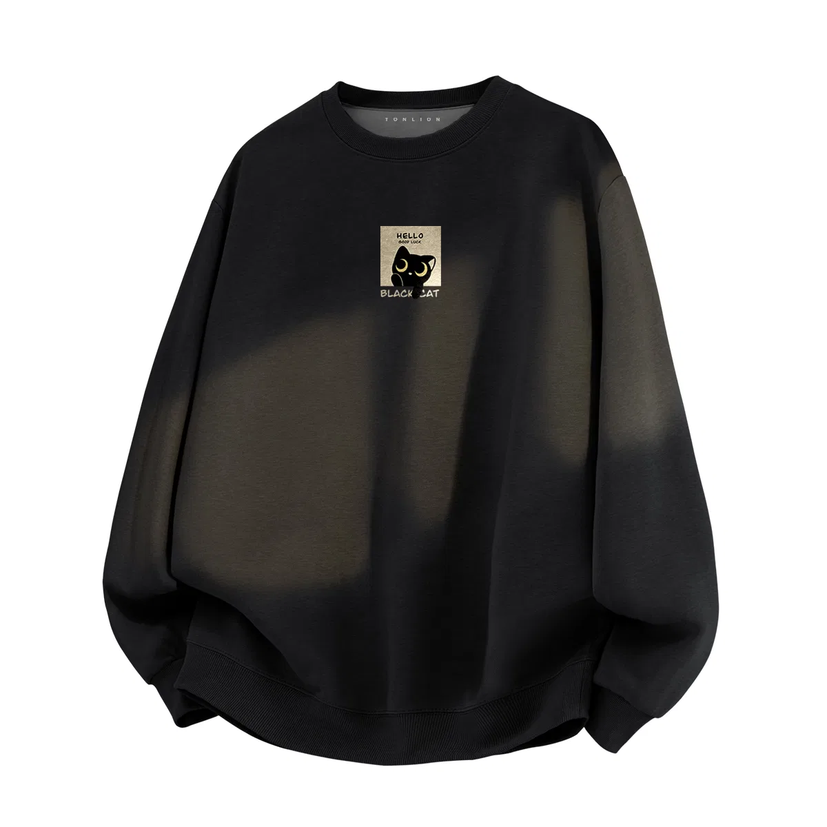Детский свитшот с принтом Tonlion, Цвет 420G Fleece-Lined Black (T Good Luck Black Cat Won The Bid)