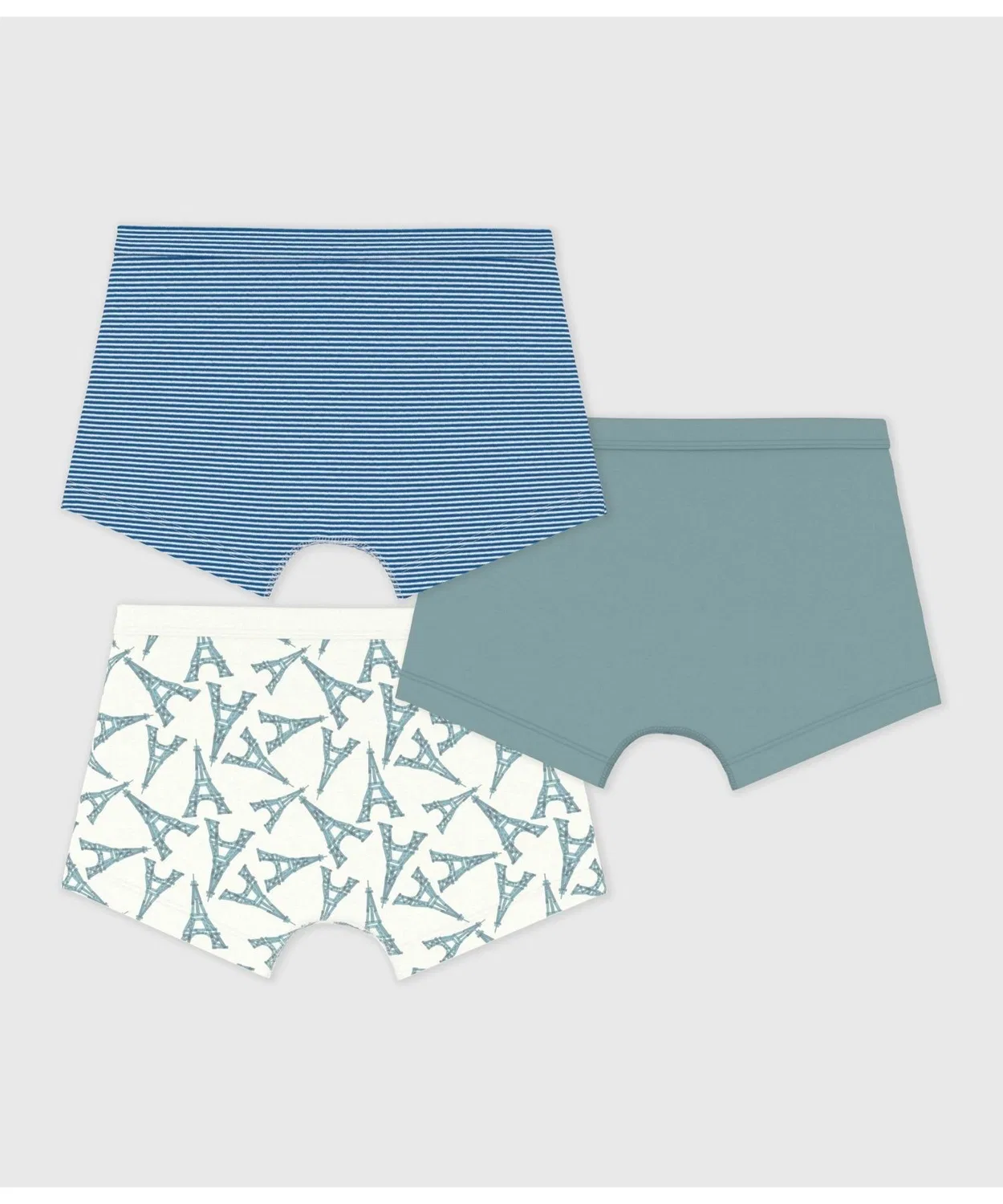 Детские трусы-боксеры с принтом, комплект из 3 штук, модель Eiffel Tower PETIT BATEAU, Разноцветный — фото 2