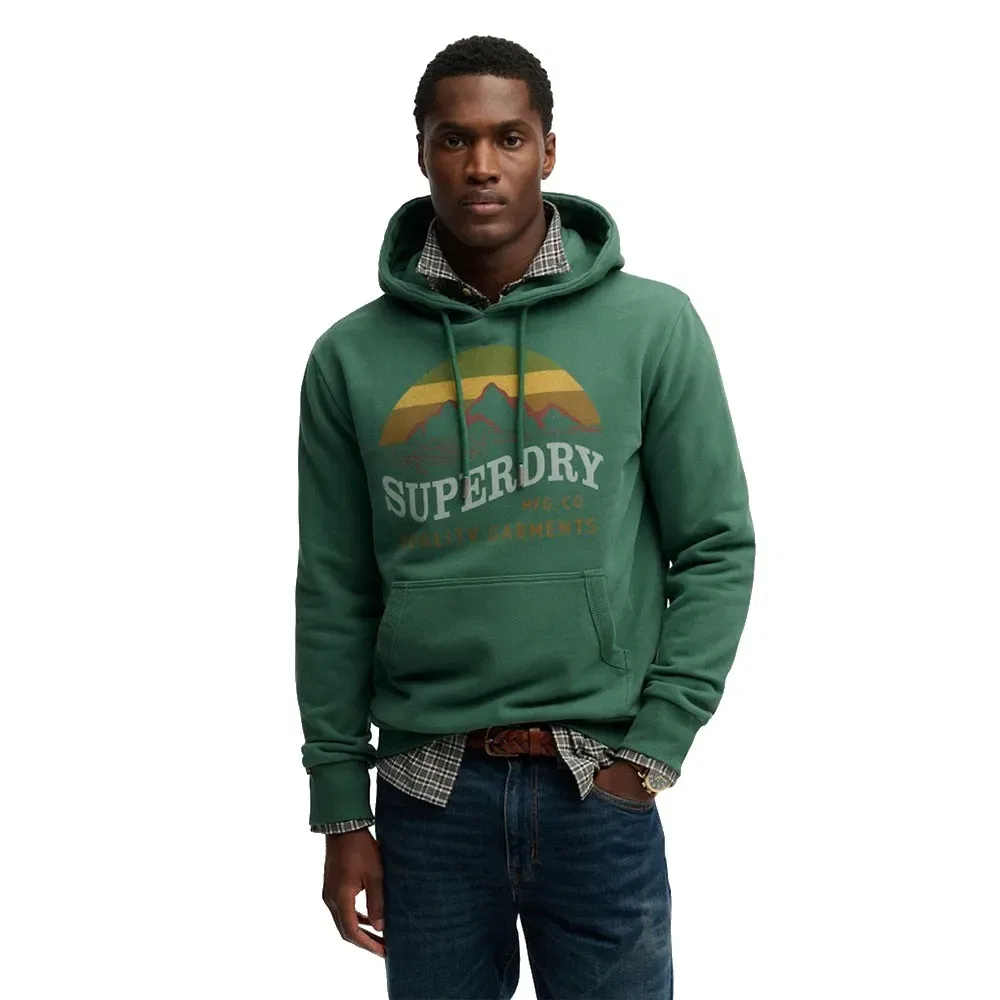 Худи Mountain Relaxed Fit Superdry, зеленый