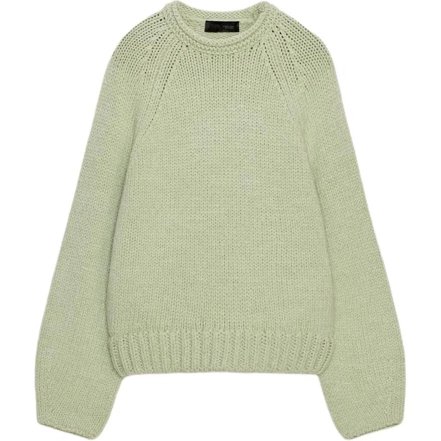 Женский свитер с круглым вырезом Lake Green ZARA, Lake Green