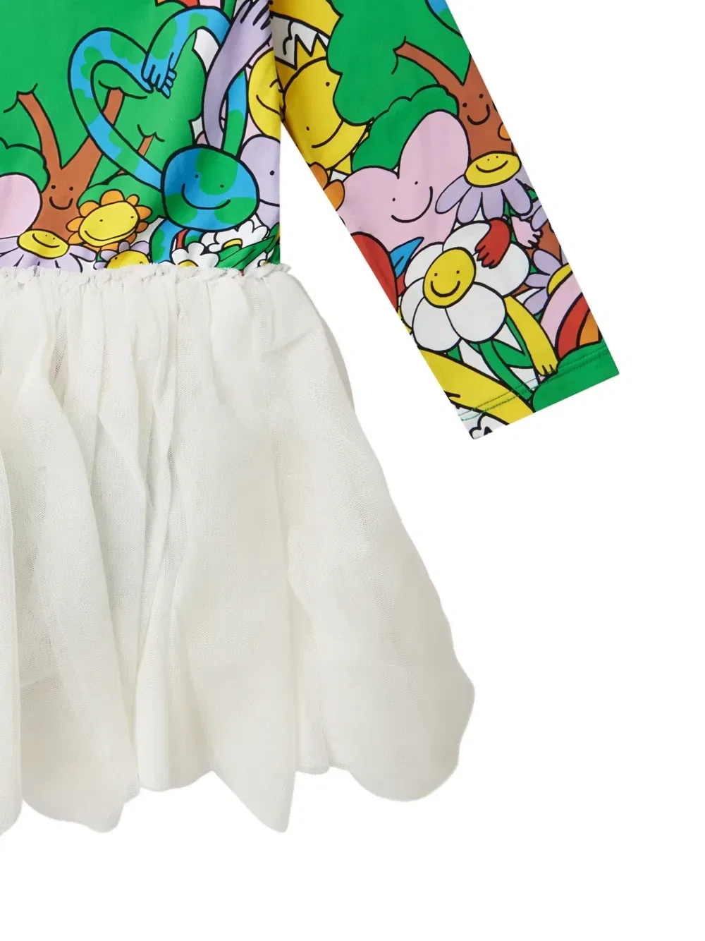 Платье с юбкой из тюля и графичным принтом Stella McCartney Kids, белый — фото 4