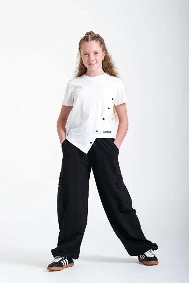 Детский комплект для девочек широкие брюки Bal Küpü Butik, White