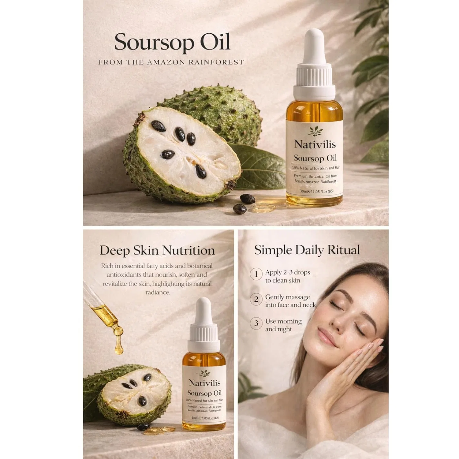 Масло для лица и тела Nativilis Organic Soursop Oil, 30 мл Nativilis Natural Essential Oils — фото 4