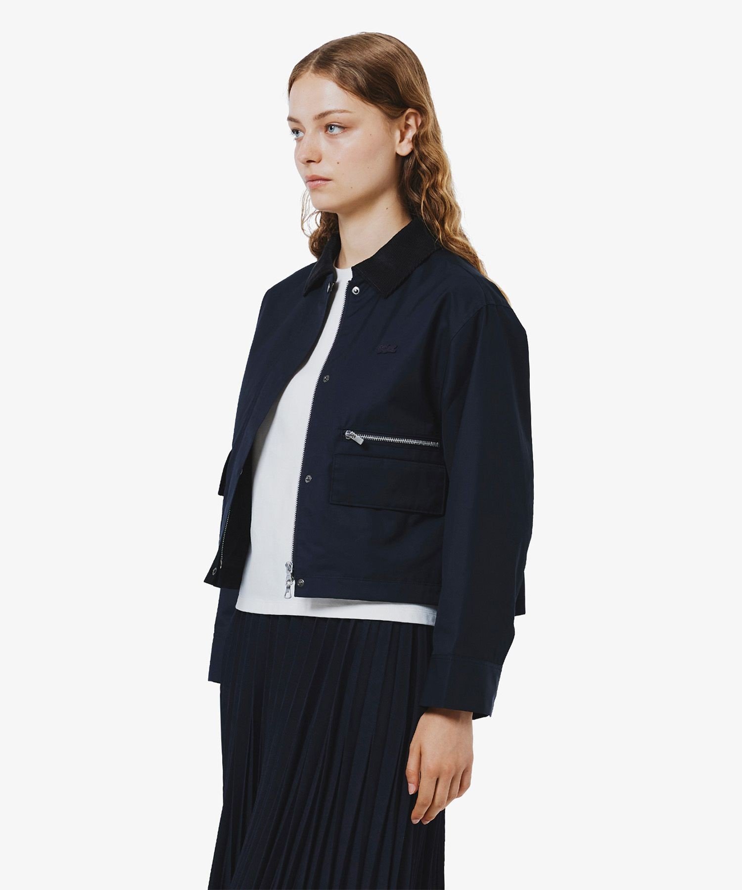 Блуза Lacoste Вельветовая Короткая на молнии, Navy — фото 4