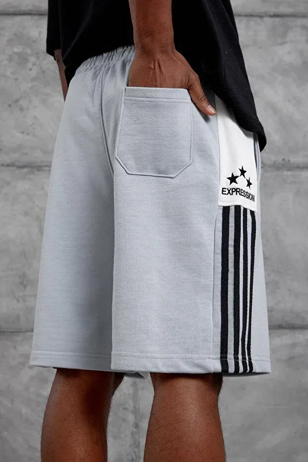 Детские шорты для мальчиков с вышивкой Oversize Fit Nomarc, Gray — фото 4