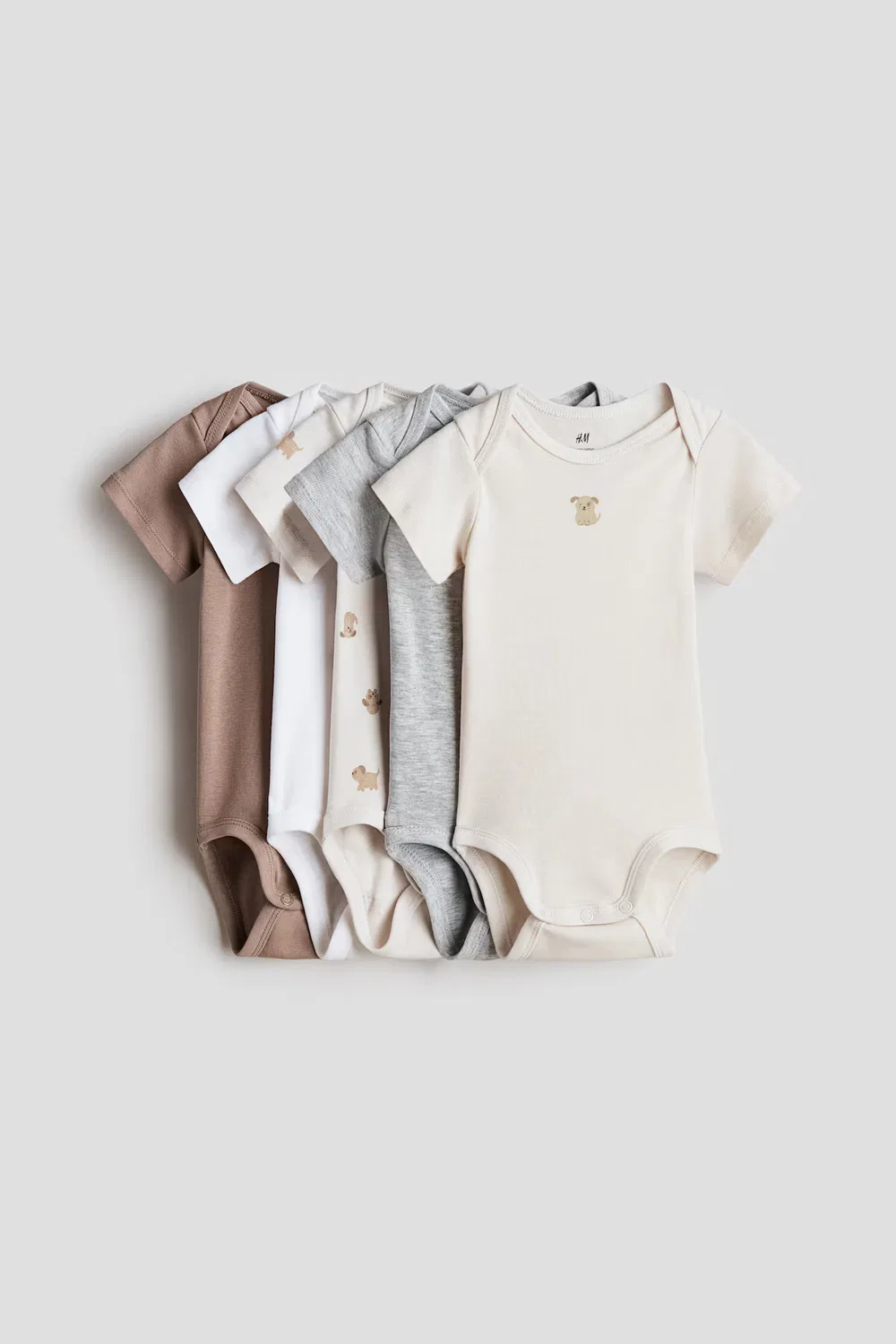 5 хлопковых боди в упаковке H&M, Hellbeige/Hunde