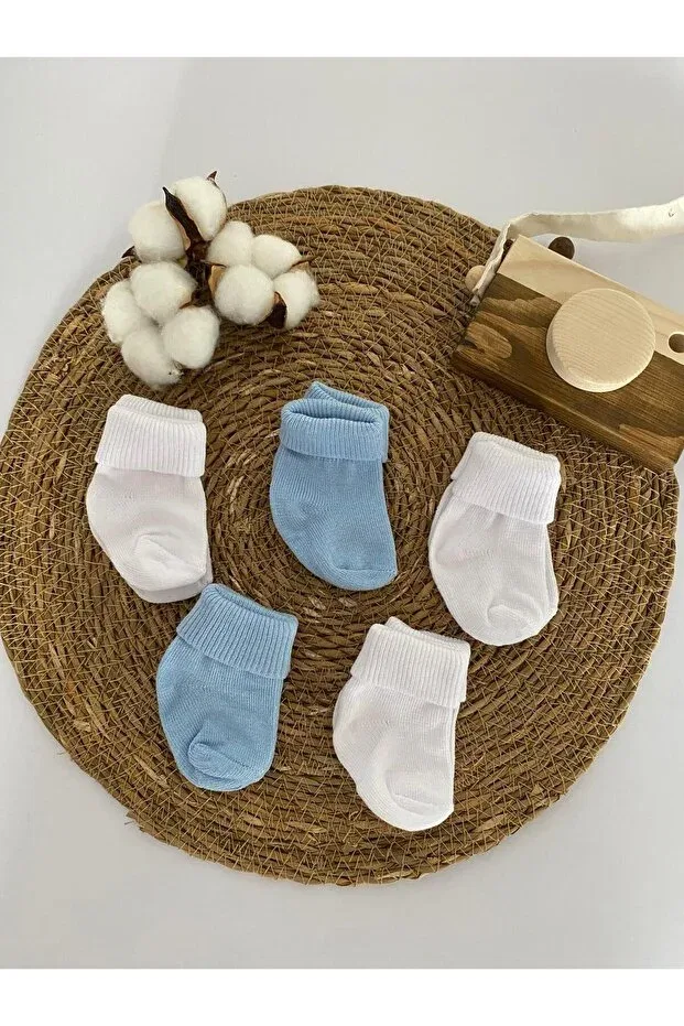 Детские носки для новорожденных хлопковые 5 шт Glory Baby, White-Blue